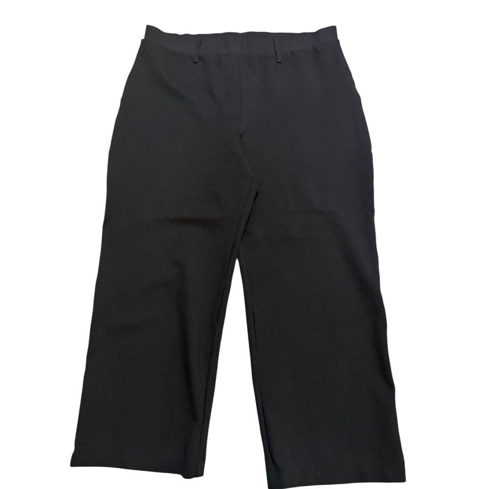 Quince Ultra-Stretch Ponte Wide Leg Crop Pants Black XL High Rise Trouser Office
